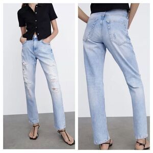 Zara The Truth Slim ripped‎ distressed mid-rise jeans sz 8